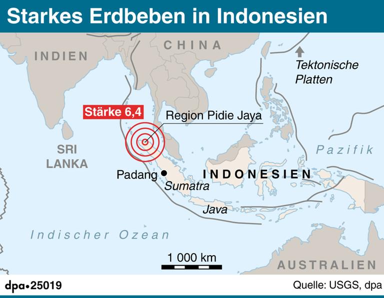 Gempa kuat di Indonesia (12/07/2016), Peta gempa di pulau Sumatera, Indonesia